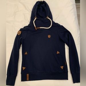 Naketano Cowl Neck Hoodie Large Woman’s Navy